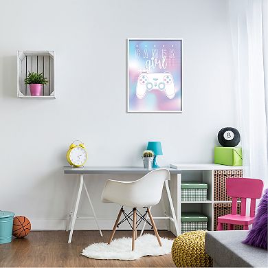 Stupell Home Decor Gamer Girl Typography Video Game Controller Framed Wall Art
