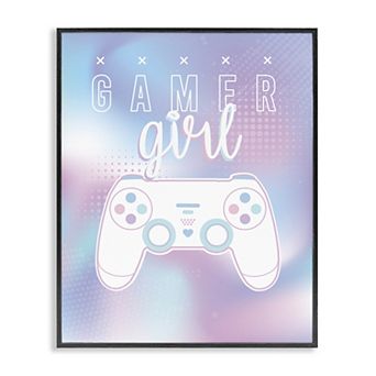 Stupell Home Decor Gamer Girl Typography Video Game Controller Framed Wall Art