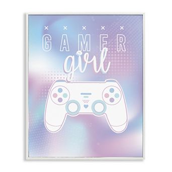 Stupell Home Decor Gamer Girl Typography Video Game Controller Framed Wall Art