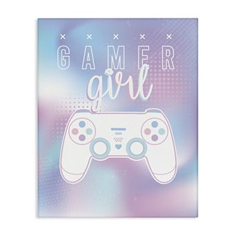 Stupell Home Decor Gamer Girl Typography Video Game Controller Canvas Wall Art