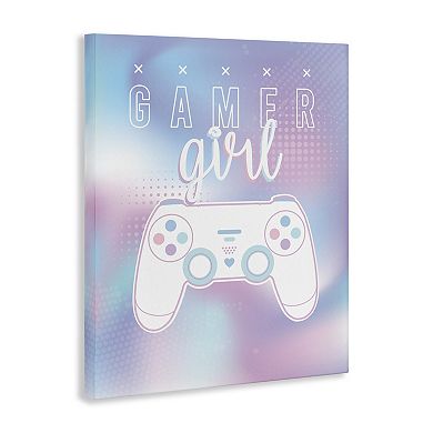 Stupell Home Decor Gamer Girl Typography Video Game Controller Canvas Wall Art