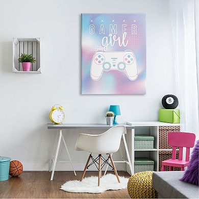 Stupell Home Decor Gamer Girl Typography Video Game Controller Canvas Wall Art