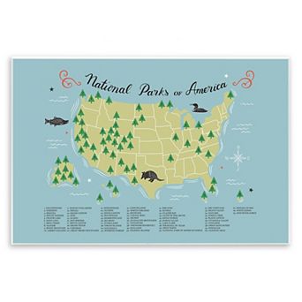 Stupell Home Decor National Parks of America Informative Map Plaque Wall Art