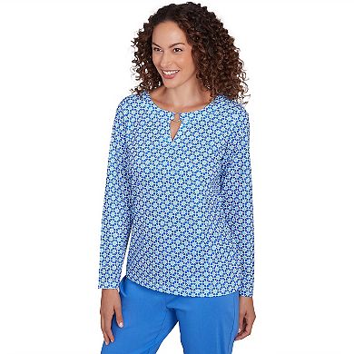 Hearts of Palm Women's It Had To Be Blue Embellished Print Top