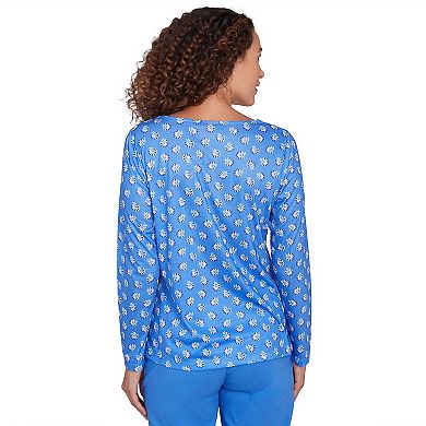 Hearts of Palm Women's It Had To Be Blue Embellished Print Top