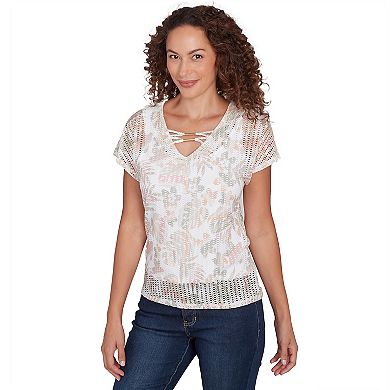 Hearts of Palm Women's Spring Forward Textured Print Top