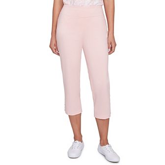 Hearts of Palm Women's In Black & White Solid Pull On Capri