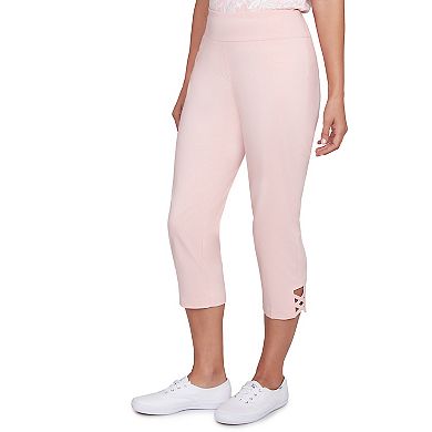 Hearts of Palm Women's In Black & White Solid Pull On Capri