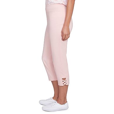 Hearts of Palm Women's In Black & White Solid Pull On Capri