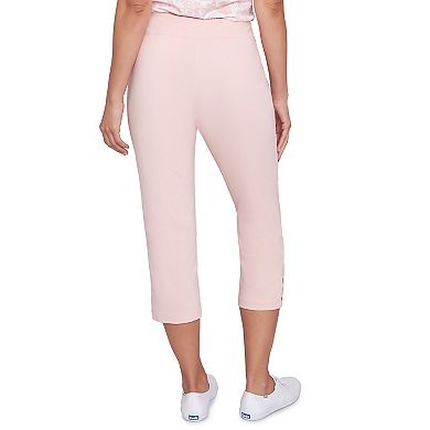Hearts of Palm Women's In Black & White Solid Pull On Capri