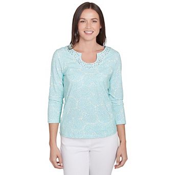 Hearts of Palm Women's It's A Spring Thing 3-qt Sleeve Embellished Top