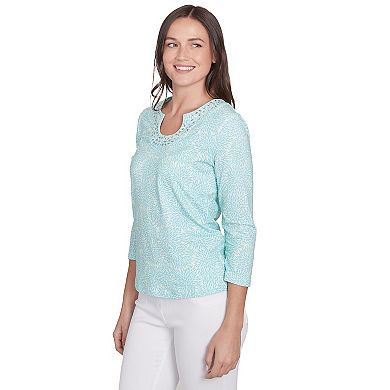 Hearts of Palm Women's It's A Spring Thing 3 Qtr Sleeve Embellished Top