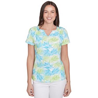 Hearts of Palm Women's It's A Spring Thing Short Sleeve Leaf Print Top