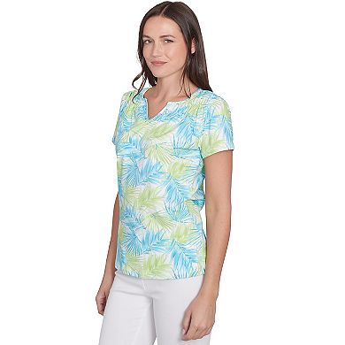 Hearts of Palm Women's It's A Spring Thing Short Sleeve Leaf Print Top
