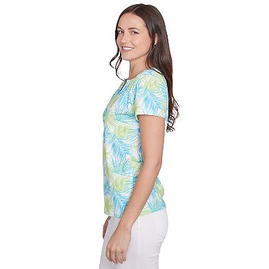 Hearts of Palm Women's It's A Spring Thing Short Sleeve Leaf Print Top