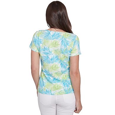 Hearts of Palm Women's It's A Spring Thing Short Sleeve Leaf Print Top