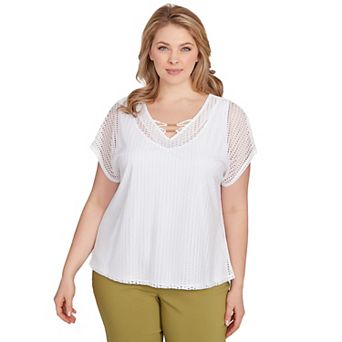 Hearts of Palm Plus Size Peachy Keen Short Sleeve Textured Top