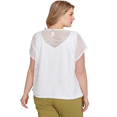 Hearts of Palm Plus Size Peachy Keen Short Sleeve Textured Top