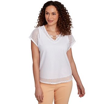 Hearts of Palm Women's Peachy Keen Short Sleeve Textured Top