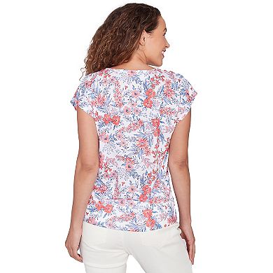 Hearts of Palm Women's Anchors Away Floral Side Tie Top