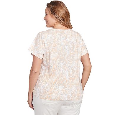 Hearts of Palm Plus Size Printed Essentials Short Sleeve Surplice Top