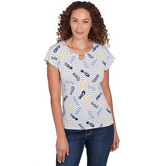Hearts of Palm Women's Making Waves Flip Flop Print Top