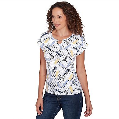 Hearts of Palm Women's Making Waves Flip Flop Print Top