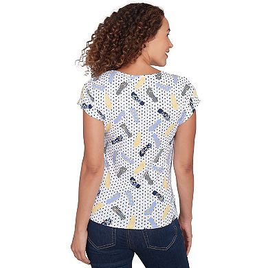 Hearts of Palm Women's Making Waves Flip Flop Print Top
