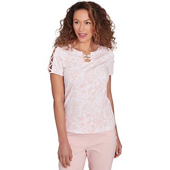 Hearts of Palm Women's In Black & White Short Sleeve Should Cut Out Top