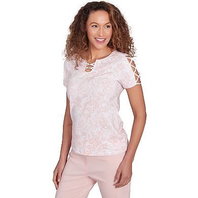 Hearts of Palm Women's In Black & White Short Sleeve Should Cut Out Top