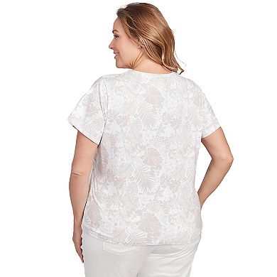 Hearts of Palm Plus Size Printed Essentials Short Sleeve Surplice Top