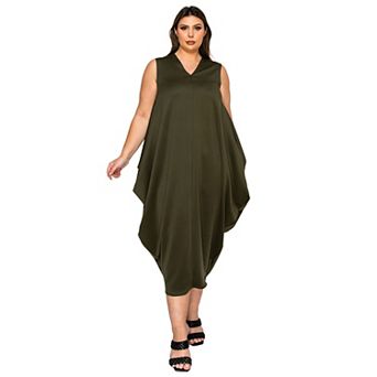Plus Size Clover Sleeveless Bubble Hem Dress