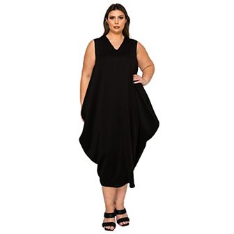 Plus Size Clover Sleeveless Bubble Hem Dress