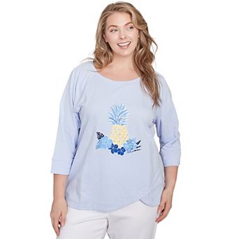 Hearts of Palm Plus Size Making Waves Pineapple Print Top