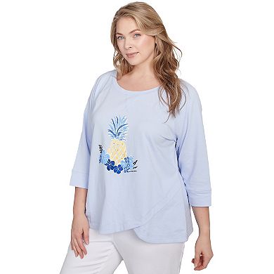Hearts of Palm Plus Size Making Waves Pineapple Print Top