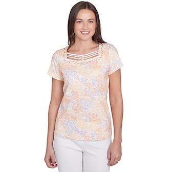 Hearts of Palm Women's Peachy Keen Short Sleeve Strappy Top