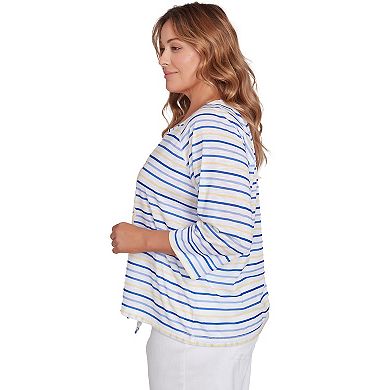 Hearts of Palm Plus Size Making Waves Embellished Print Top