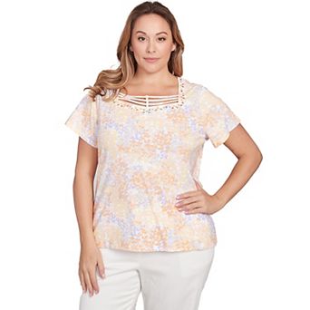 Hearts of Palm Plus Size Peachy Keen Short Sleeve Strappy Top
