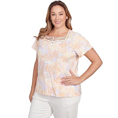 Hearts of Palm Plus Size Peachy Keen Short Sleeve Strappy Top