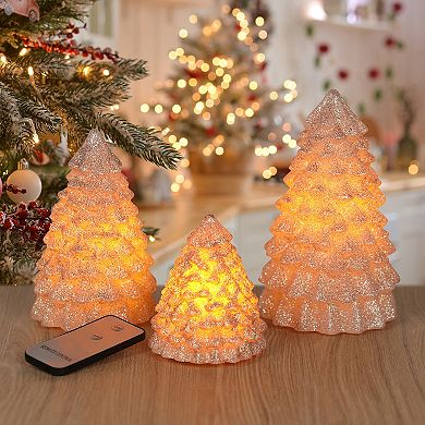 Fitz & Floyd Set of 3 Christmas Tree LED Wax Candles