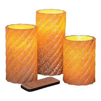 Fitz & Floyd Twist LED Wax Pillar Candle 3 pc Set
