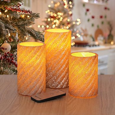 Fitz & Floyd Twist LED Wax Pillar Candle 3-Pc. Set