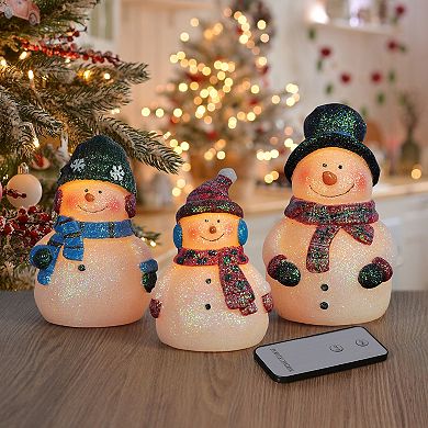 Fitz & Floyd Set of 3 Snowman LED Wax Candles