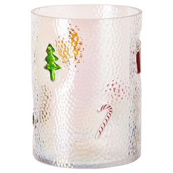 Holiday Embossed Large Hurricane Candleholder