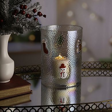 Holiday Embossed Large Hurricane Candleholder