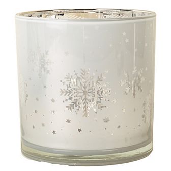 White Snowflake Hurricane Candle Holder