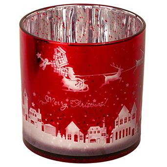 Santa Sleigh Decorative Glass Candleholder