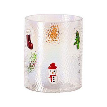 Holiday Embossed Glass Votive Decorative Candle Holder