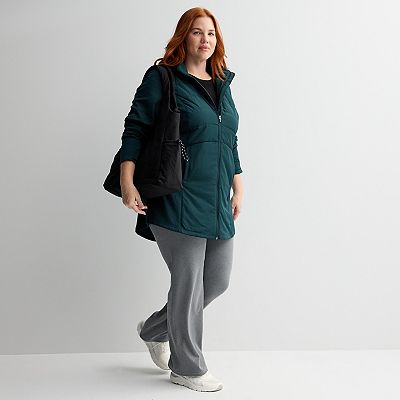 Plus Size Tek Gear® Hooded Mixed Media Long Jacket