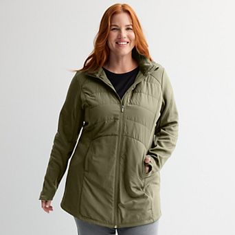 Plus Size Tek Gear® Hooded Mixed Media Long Jacket
